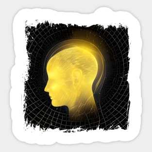 thinking luminous golden head brain Sticker